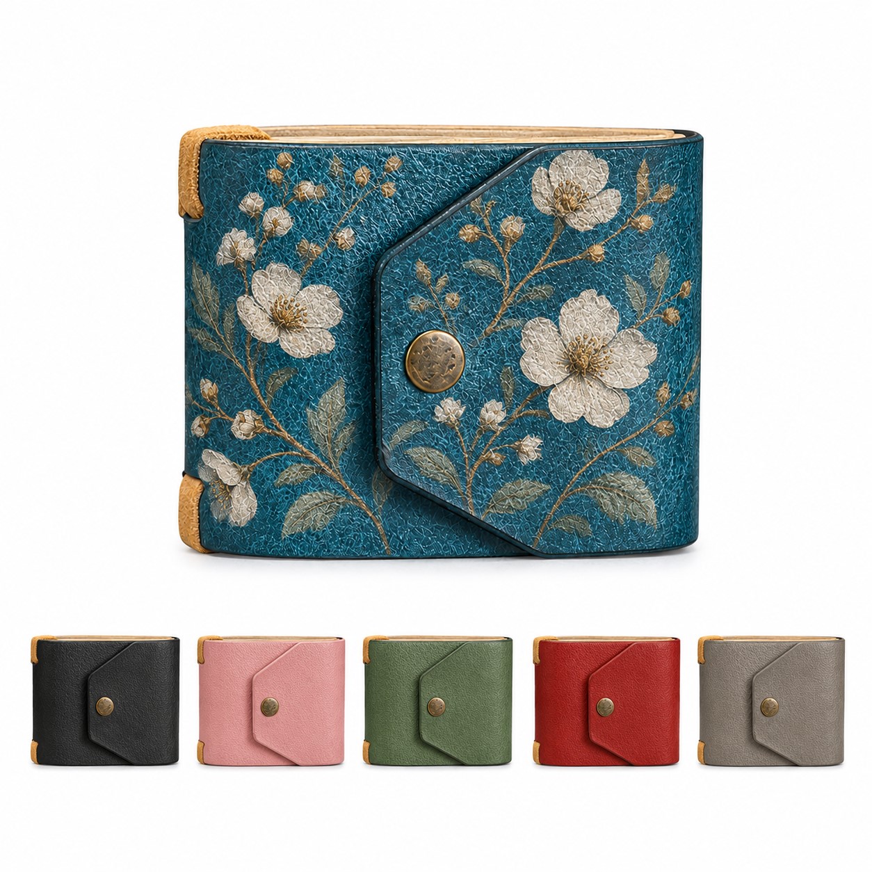 Leather Roll Up Wallet With Snap Closure