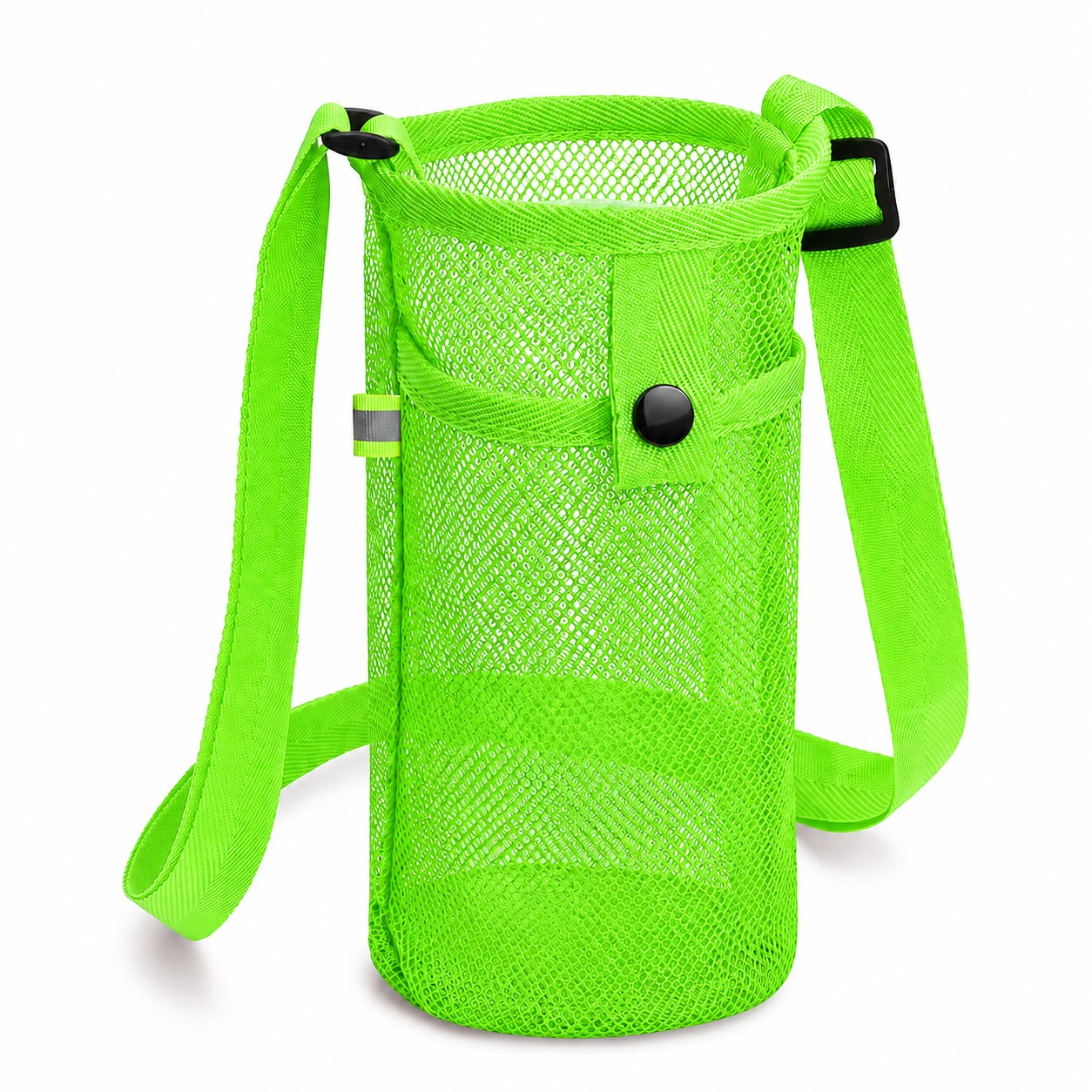 Mesh Water Bottle Holder With Strap — Fluorescent Green