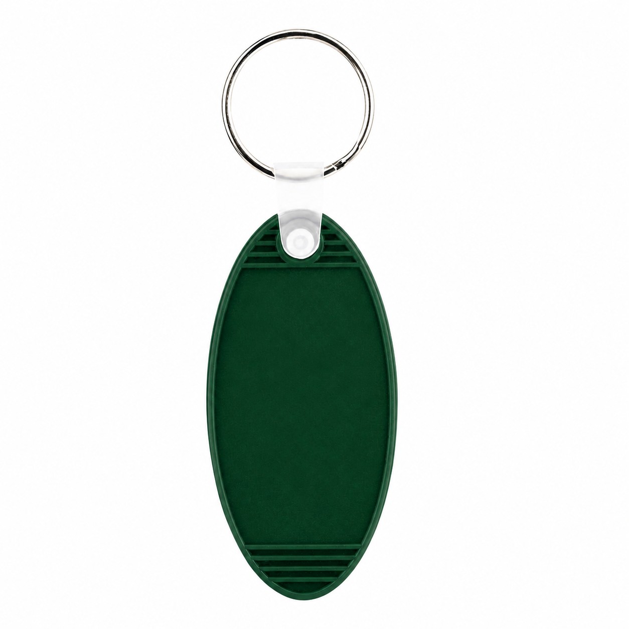 Retro Oval Plastic Keytag Ring — Dark Green