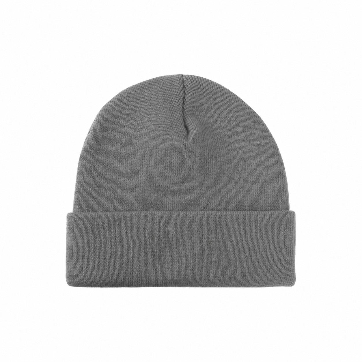 8.5-Inch Cuffed Acrylic Knit Beanie — Gray