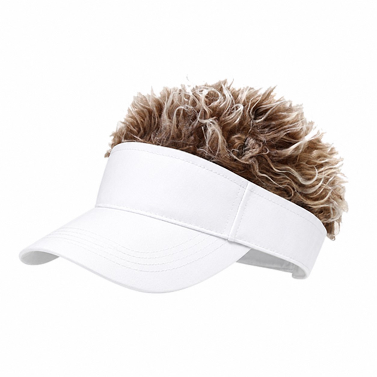 Polyester Wig Sun Visor Hat — White