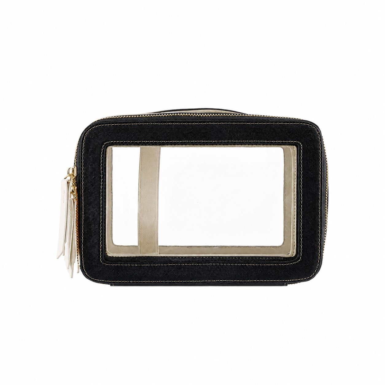Double-Layer Top Handle Toiletry Bag — Black
