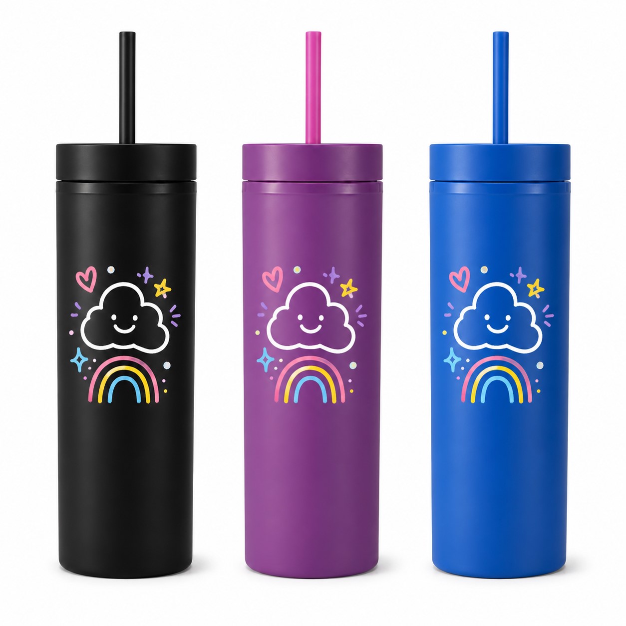 Covered Insulated Stainless Steel Cup With Straw