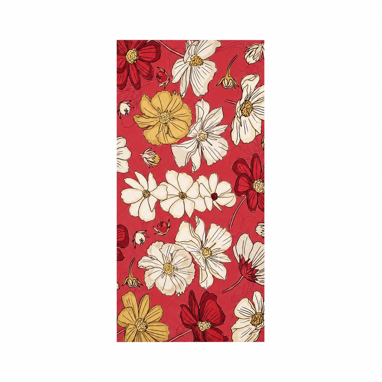 Cotton Velour Beach Towel — Red