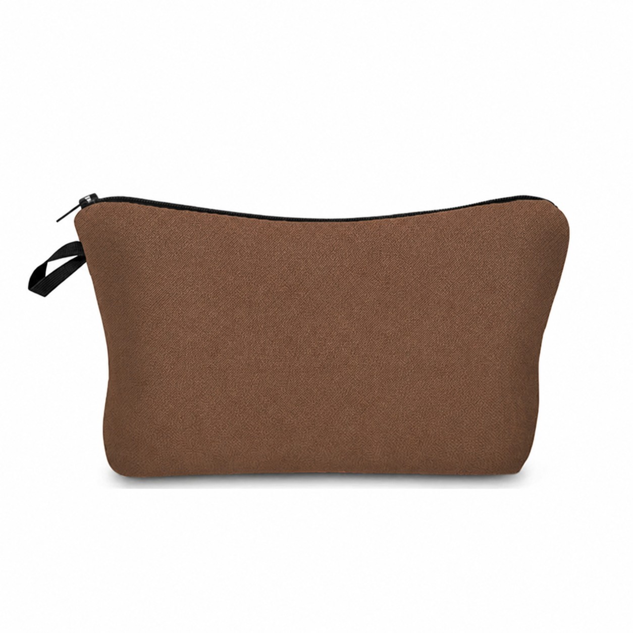 Polyester Cosmetic Travel Zipper Pouch — Brown