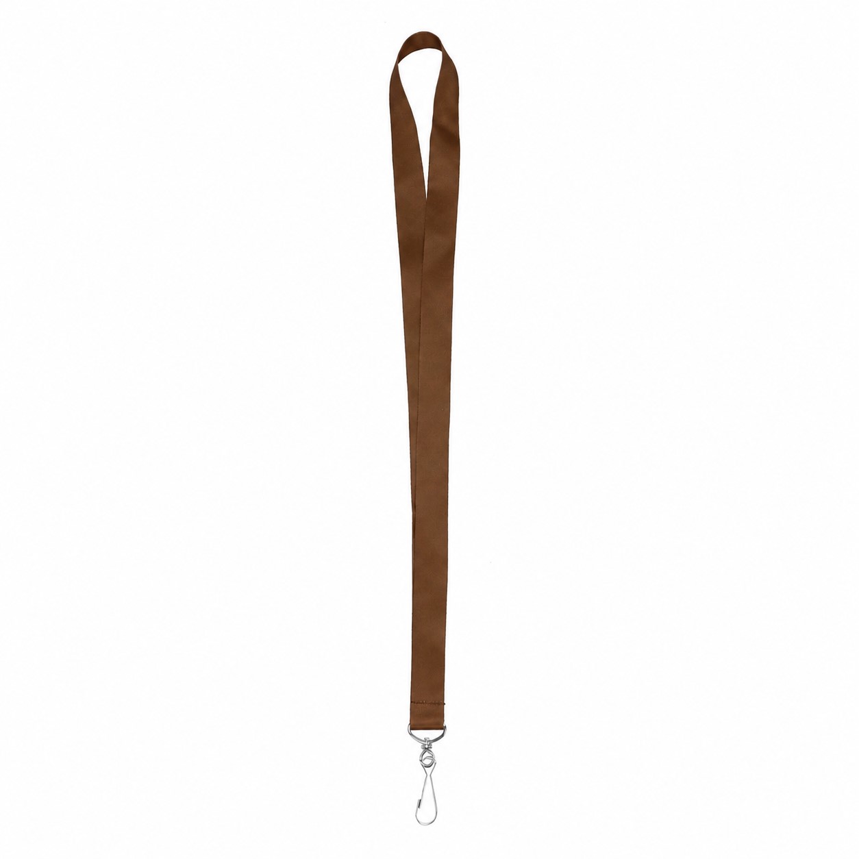 Satin Polyester J-Hook Lanyard — Brown