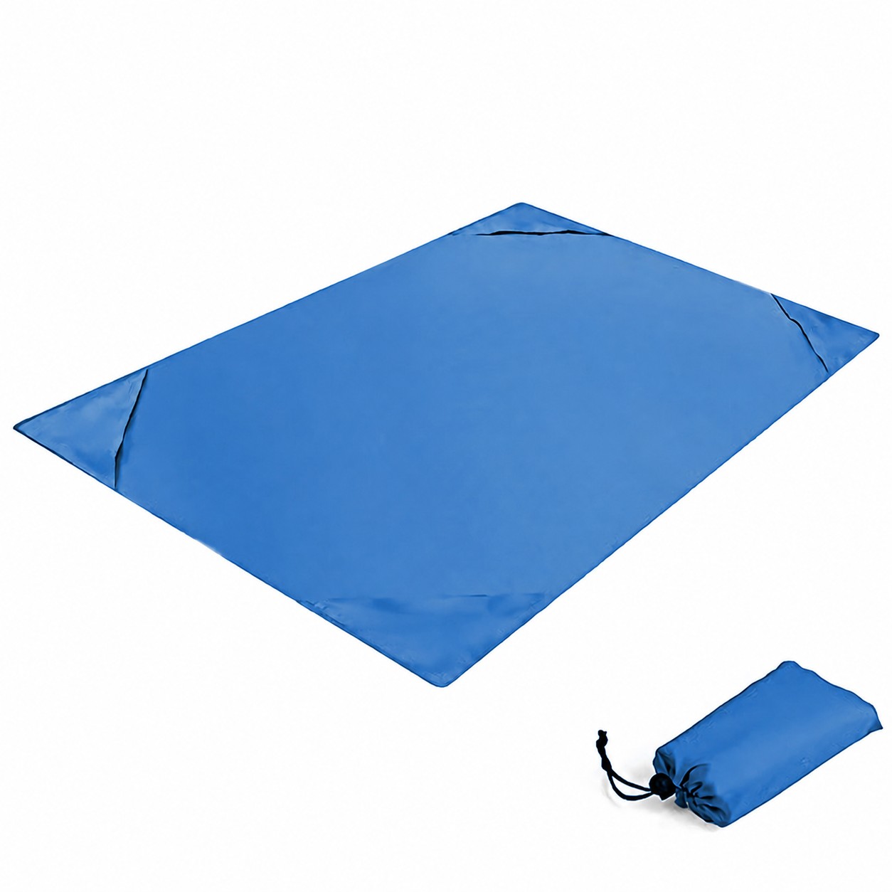 Foldable Polyester Beach Blanket — Blue