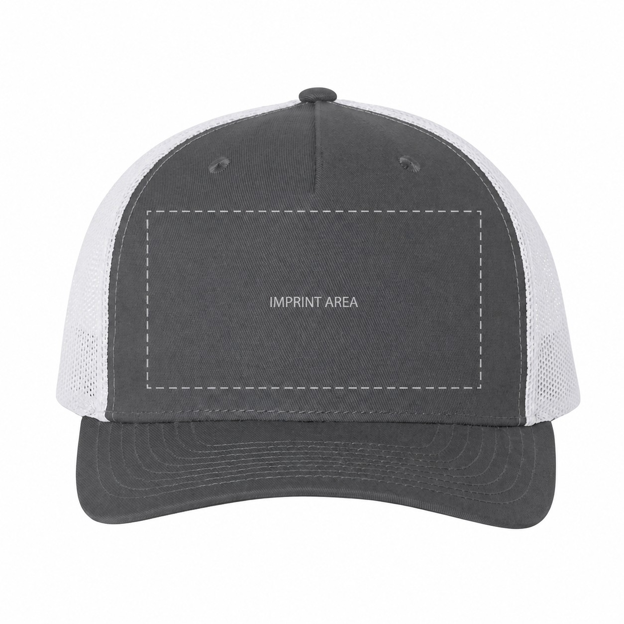 Five Panel Trucker Snapback Hat — Charcoal Gray/White