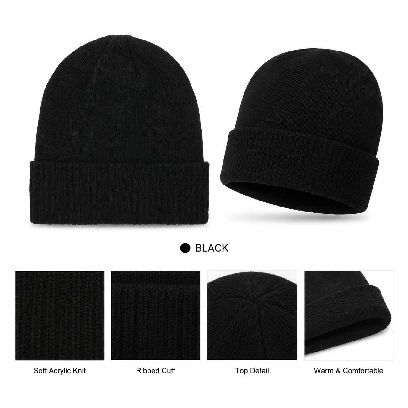 8.5-Inch Acrylic Knit Beanie
