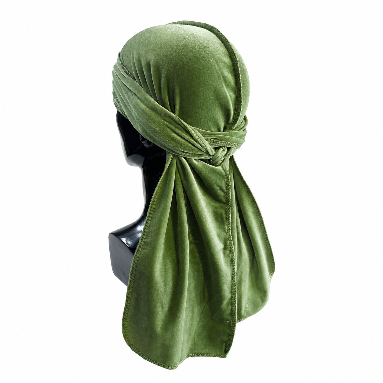 Velvet Long Tail Durag Headwrap — Green