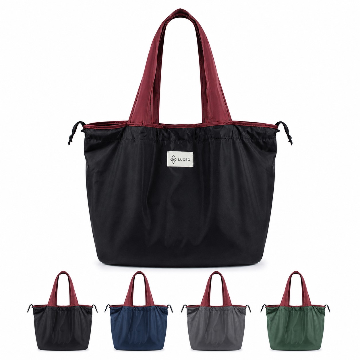 Large Drawstring Polyester Shopper Tote