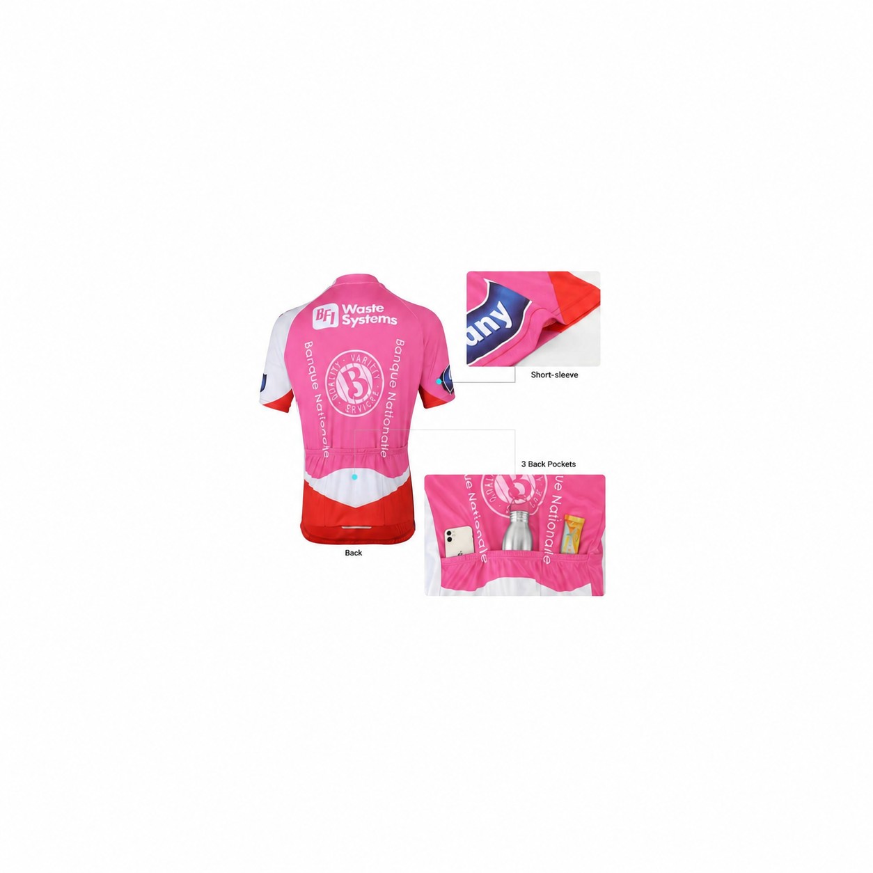 Mesh Polyester Cycling Team Jersey — Pink