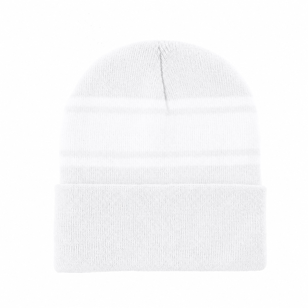 Polyester Striped Watch Beanie — White