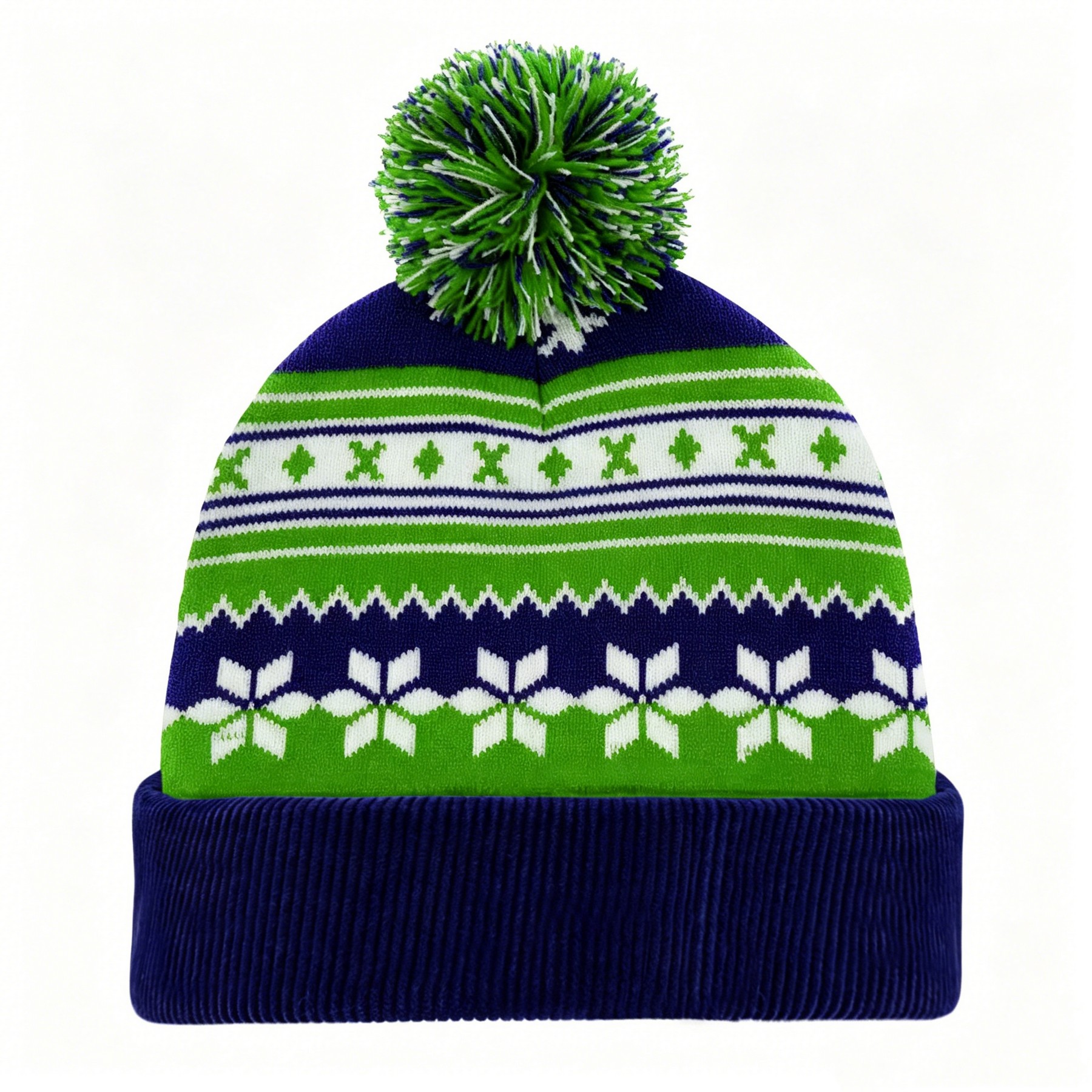 Jacquard Polyester Pom Beanie — view 2