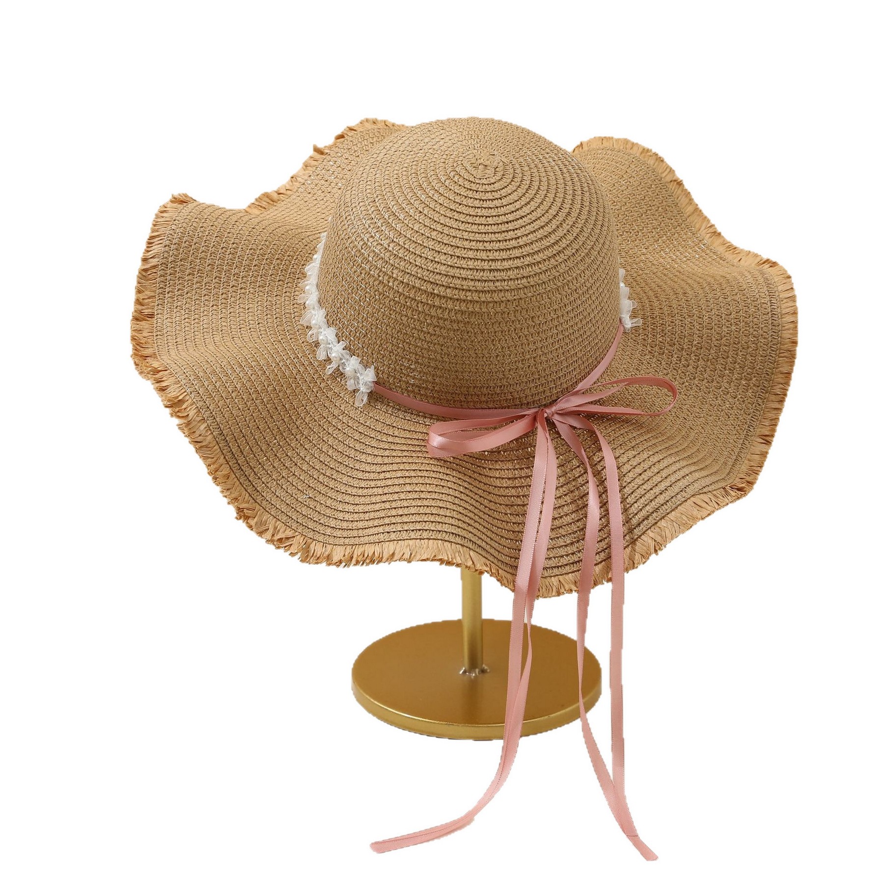 Straw Wide Brim Bow Sun Hat — view 2