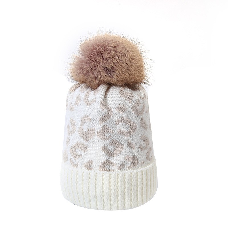 Leopard Print Polyester Pom Beanie — view 2