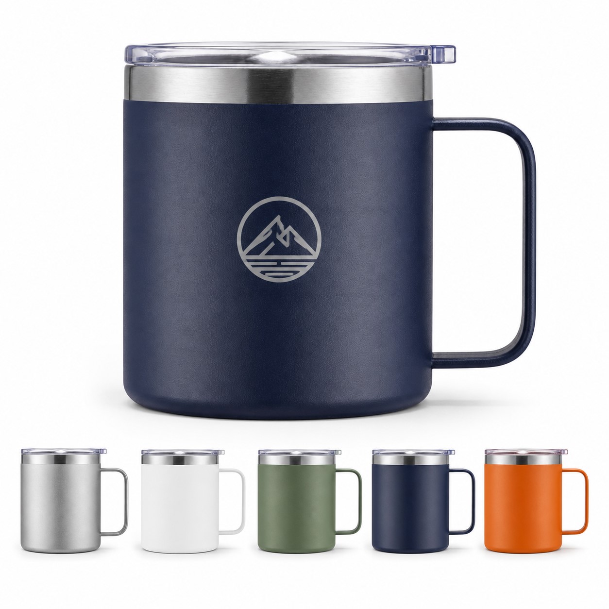 Lidded 12 Oz Stainless Steel Handled Cup