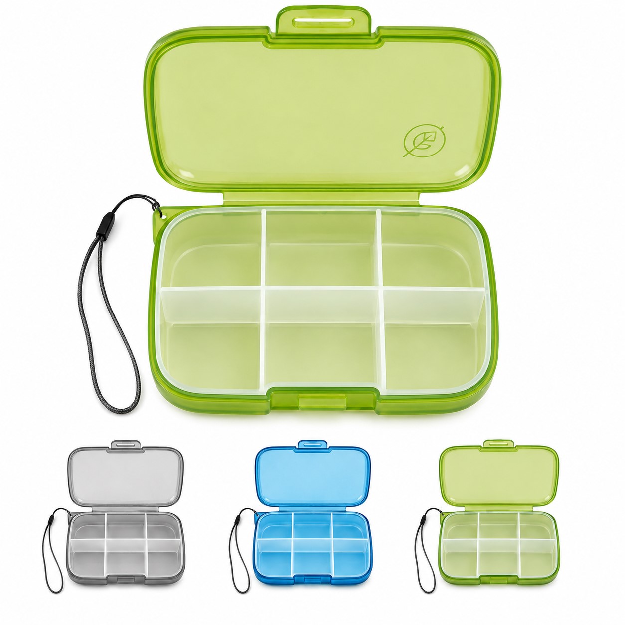 Translucent Polypropylene Six Compartment Pill Case