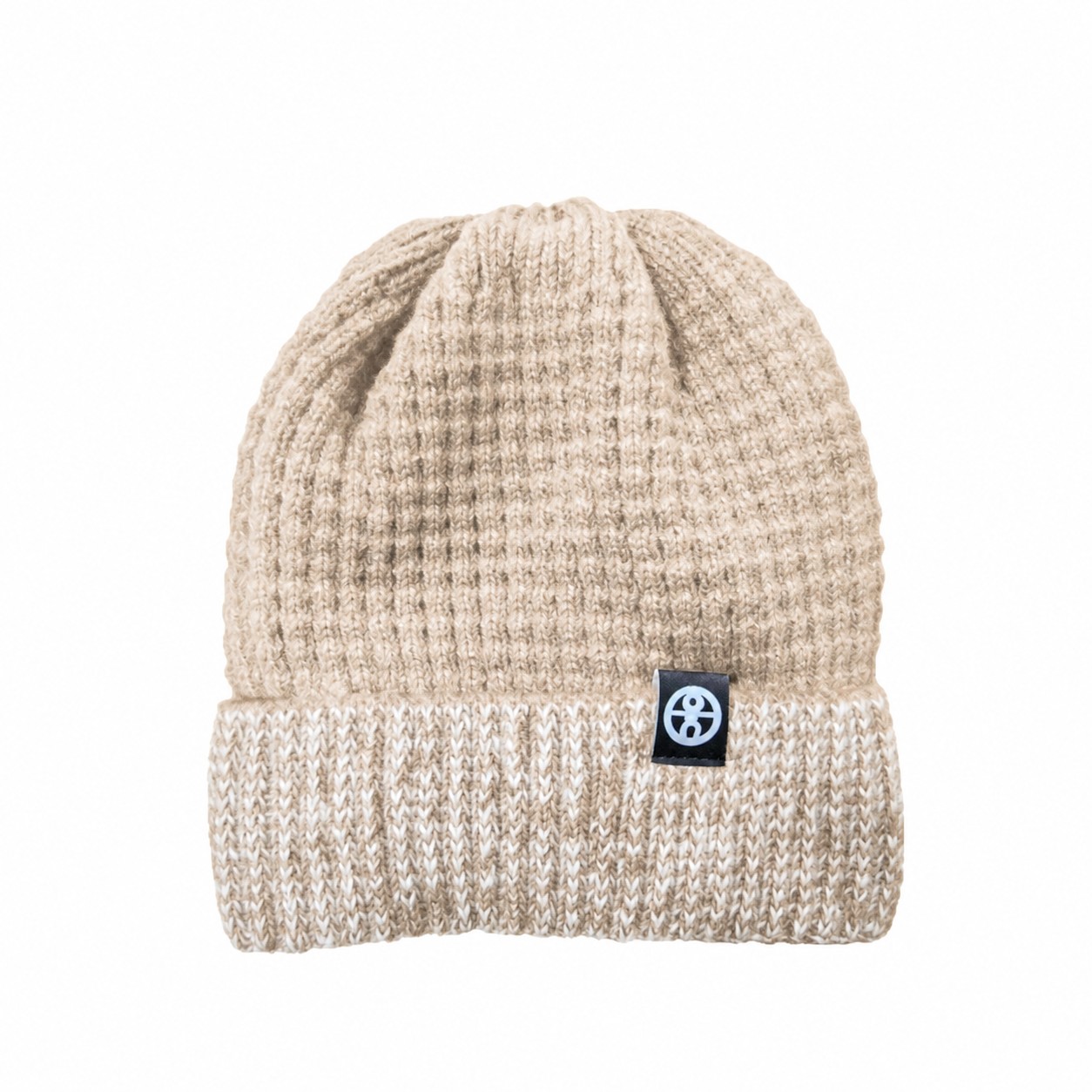 Knit Polyester Cuff Beanie Hat — Beige