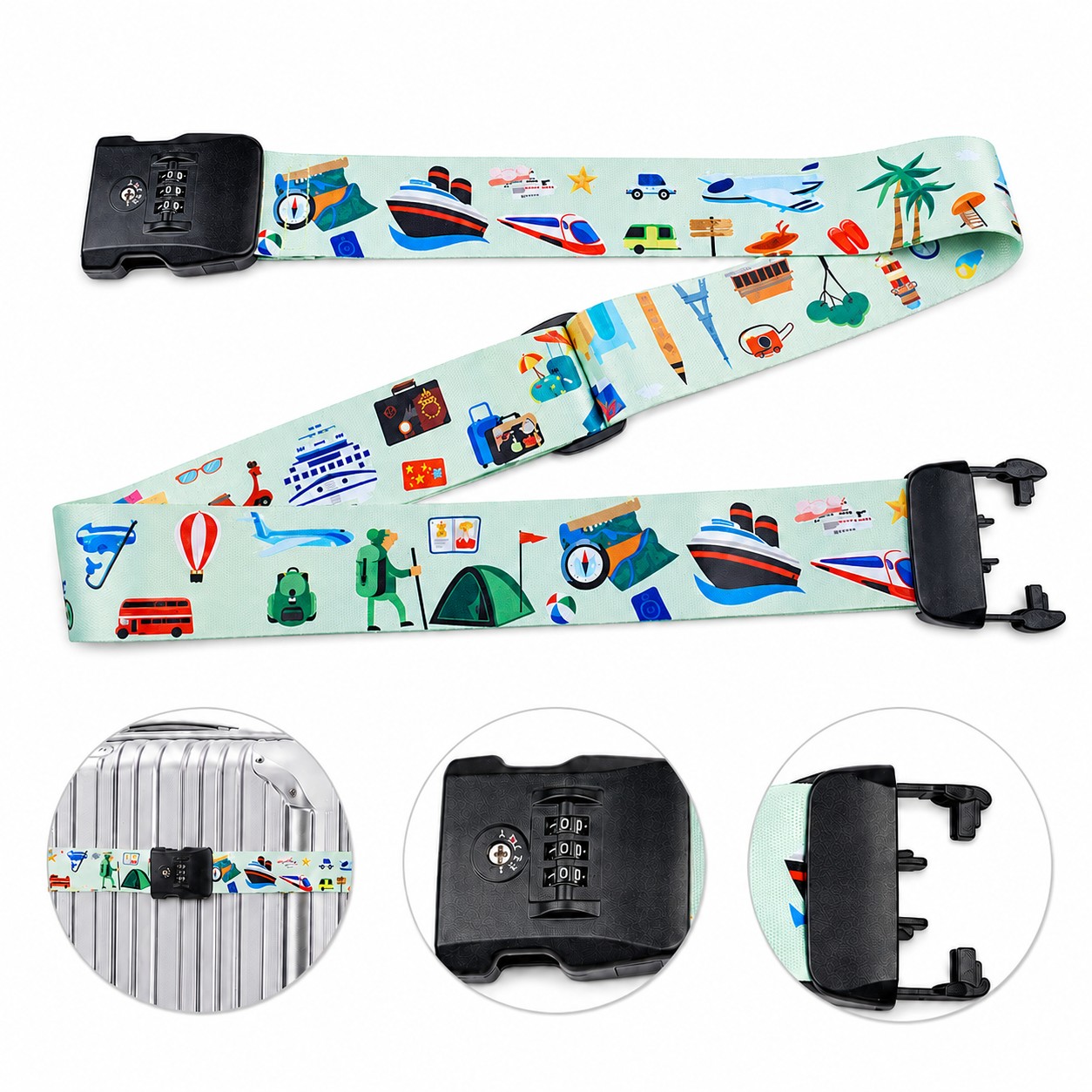 Locking Polyester Cross Suitcase Strap — view 1