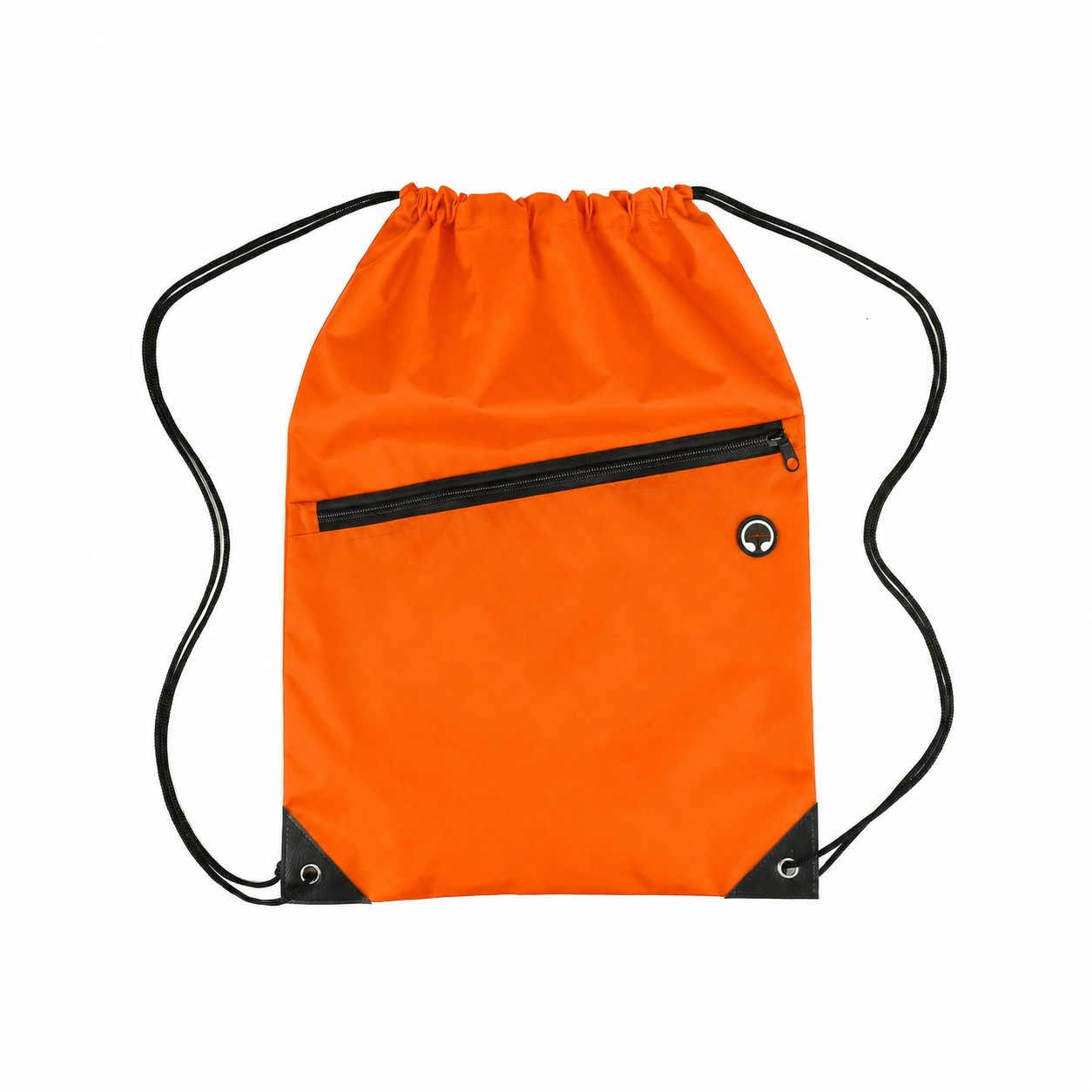 Nylon Zipper Pocket Drawstring Bag — Orange