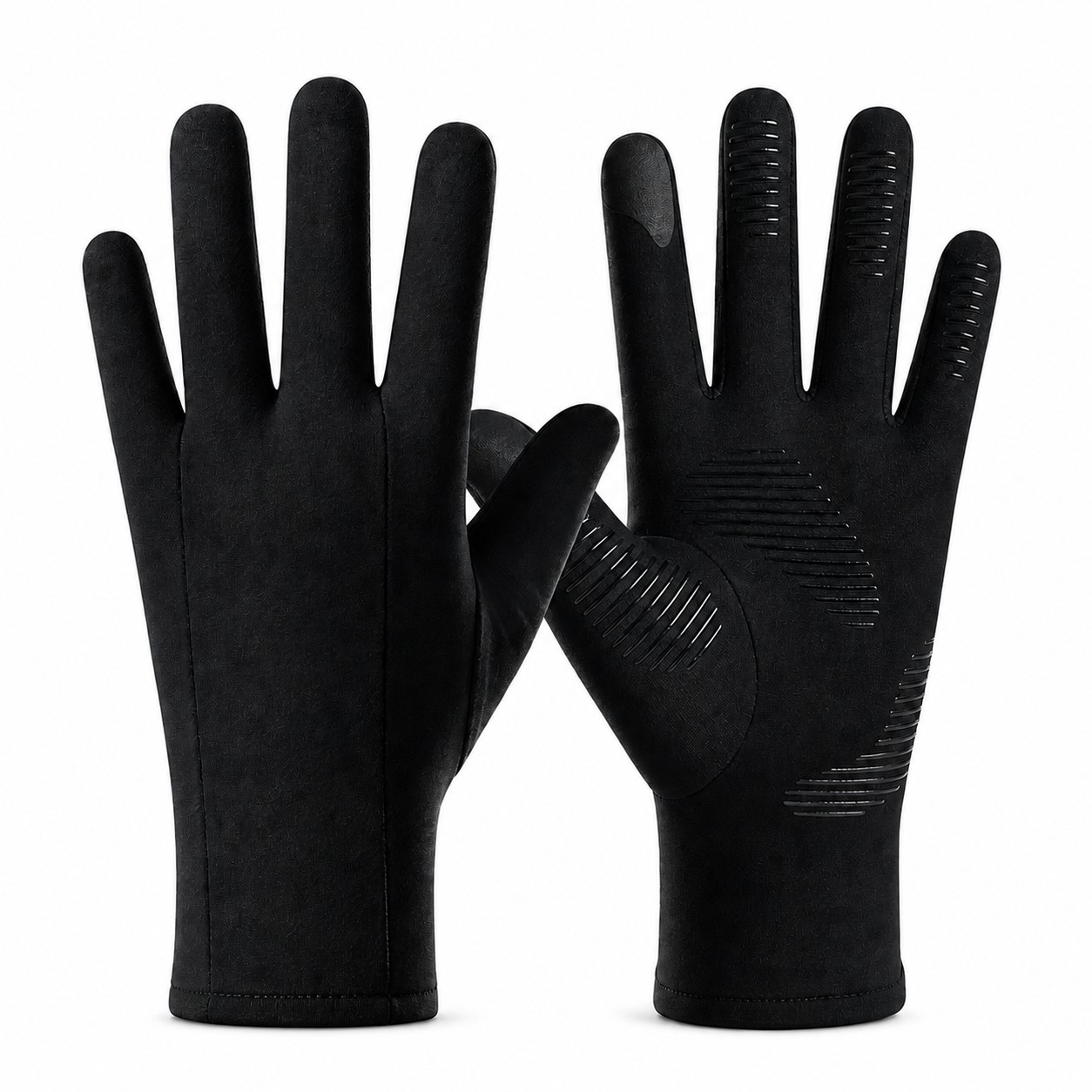 Touchscreen Cashmere Ski Gloves — Black