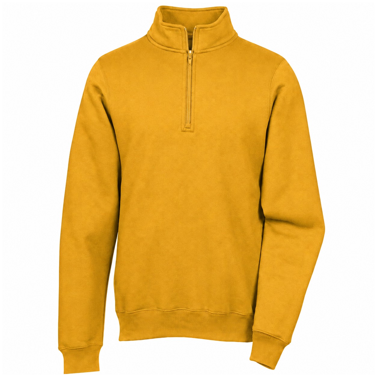 Cotton Polyester Quarter Zip Fleece Pullover — Gold