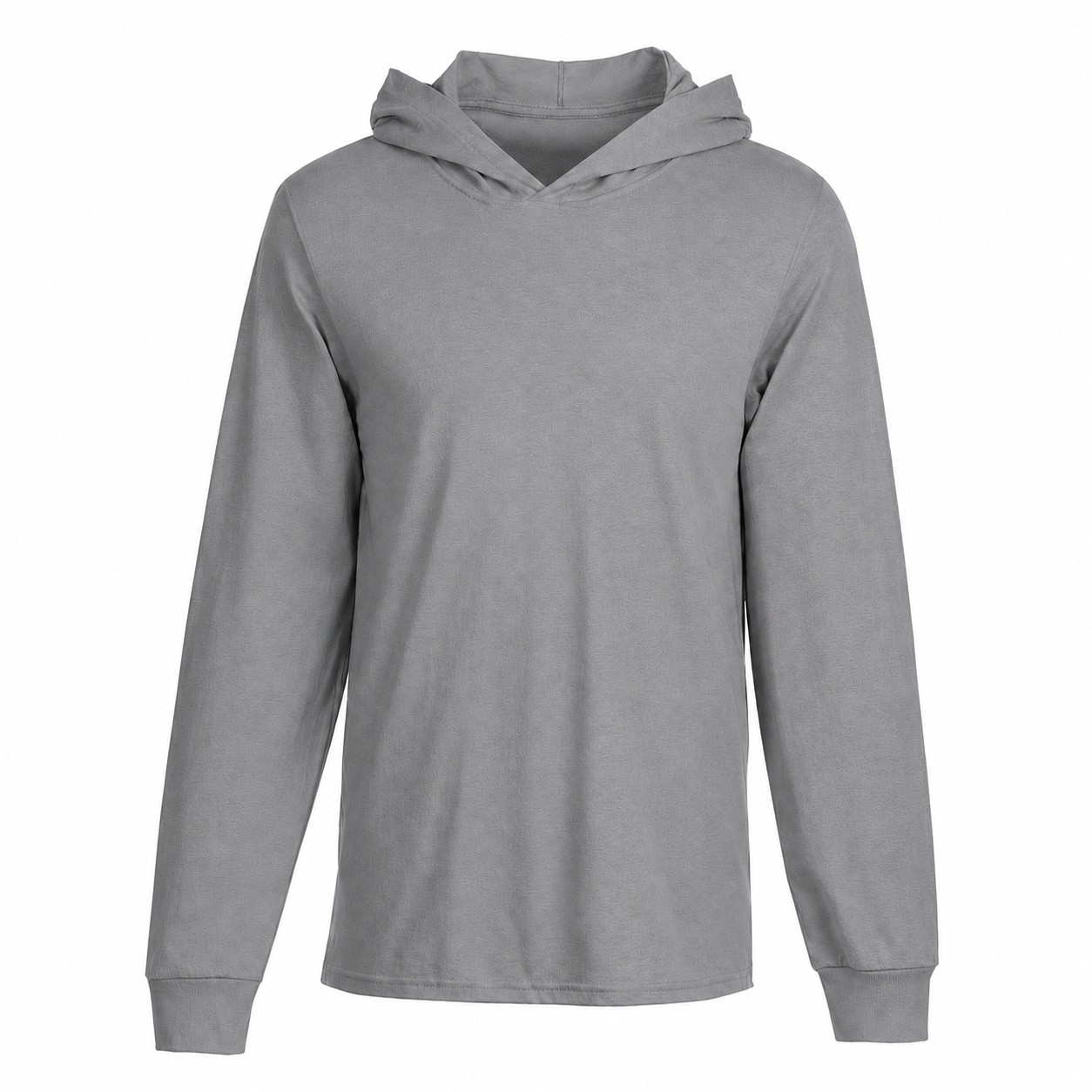 Cotton Jersey Hooded Long Sleeve Shirt — Gray