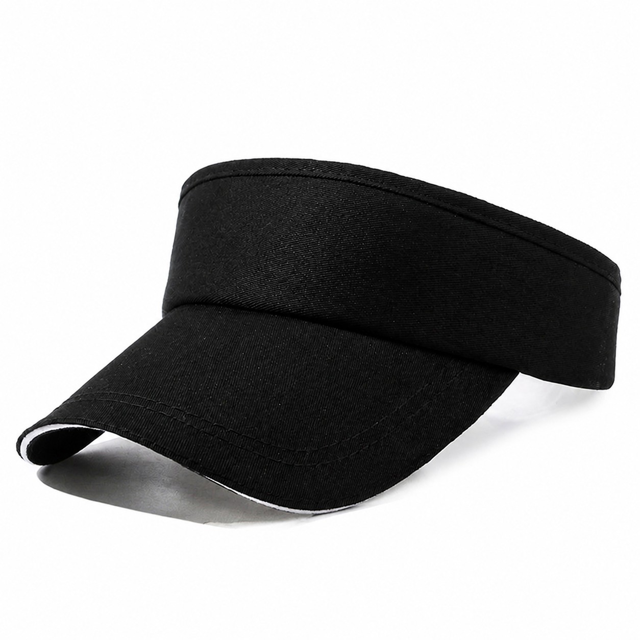 Open Crown Sports Visor Hat — Black