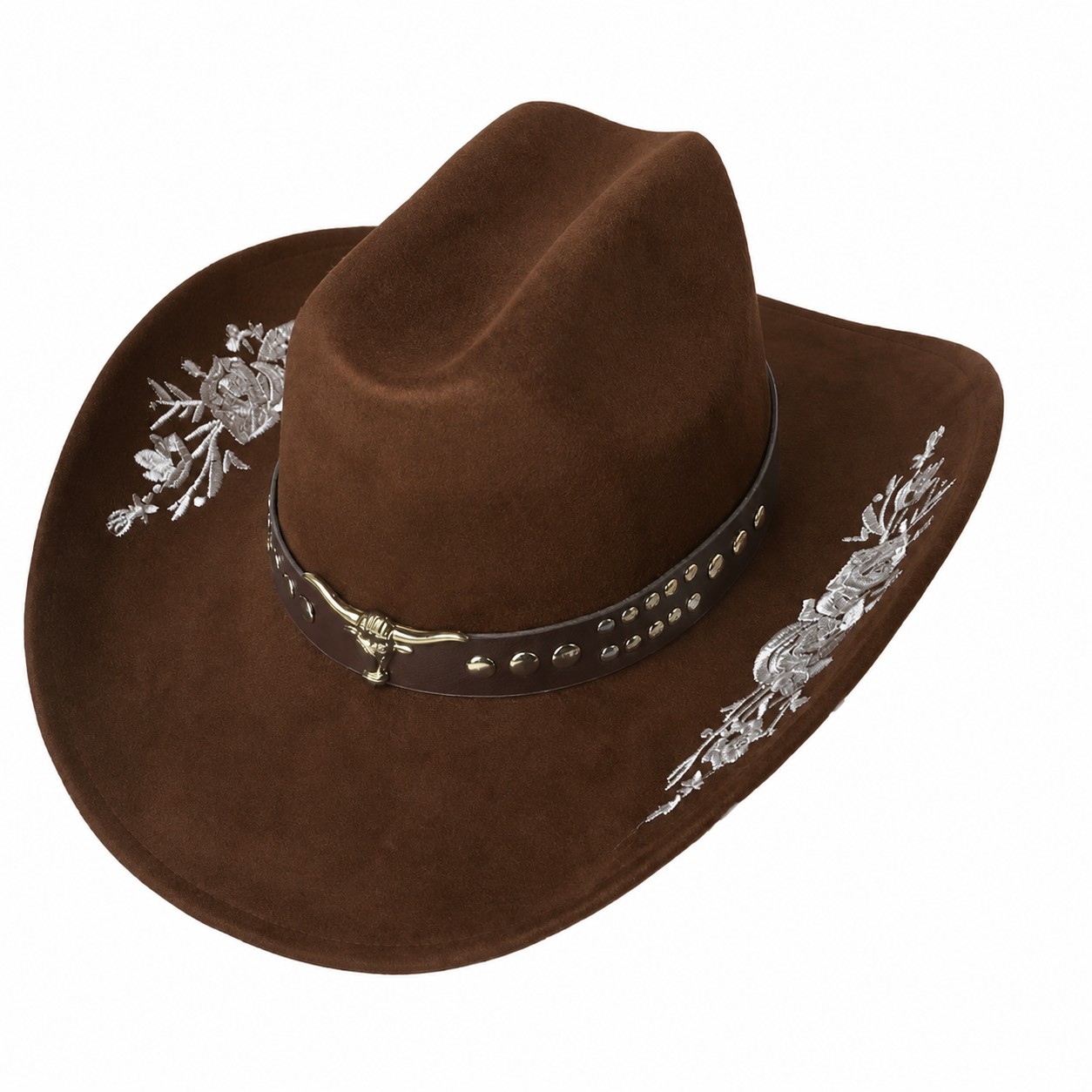 Polyester Western Cowboy Hat — Coffee Brown