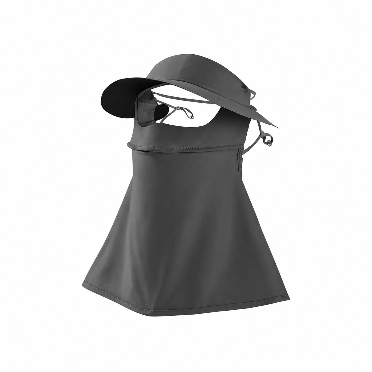 Polyester Mask Drape Sun Hat — Dark Gray