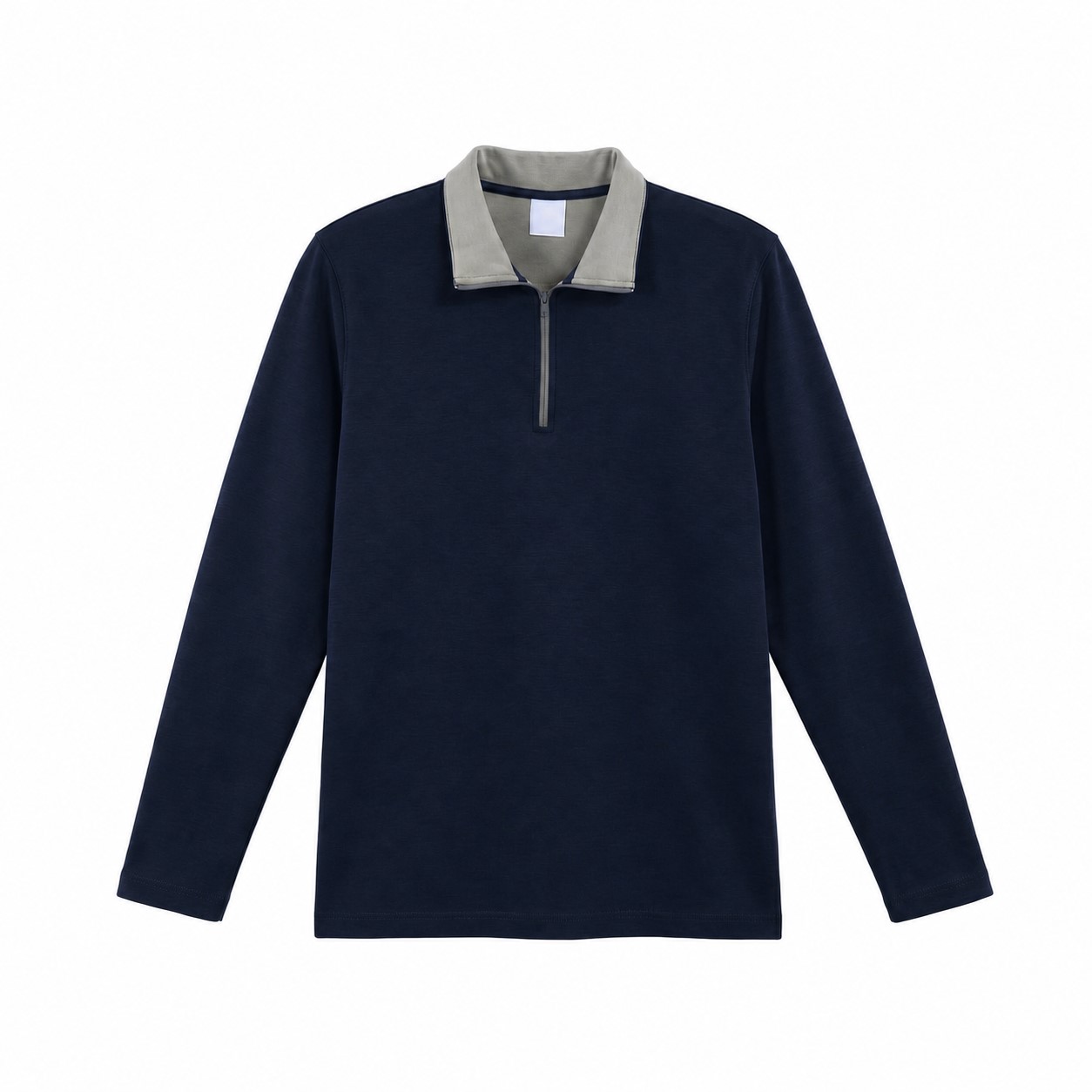 Men's Cotton-Blend Quarter-Zip Pullover — Navy Blue