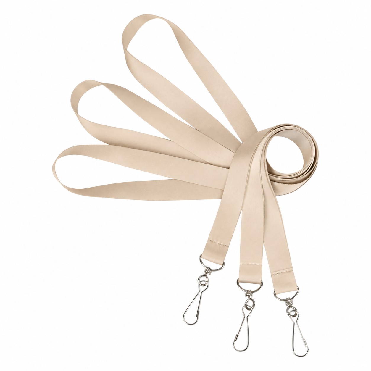 Polyester Lanyard With Clear Badge Holder — Beige