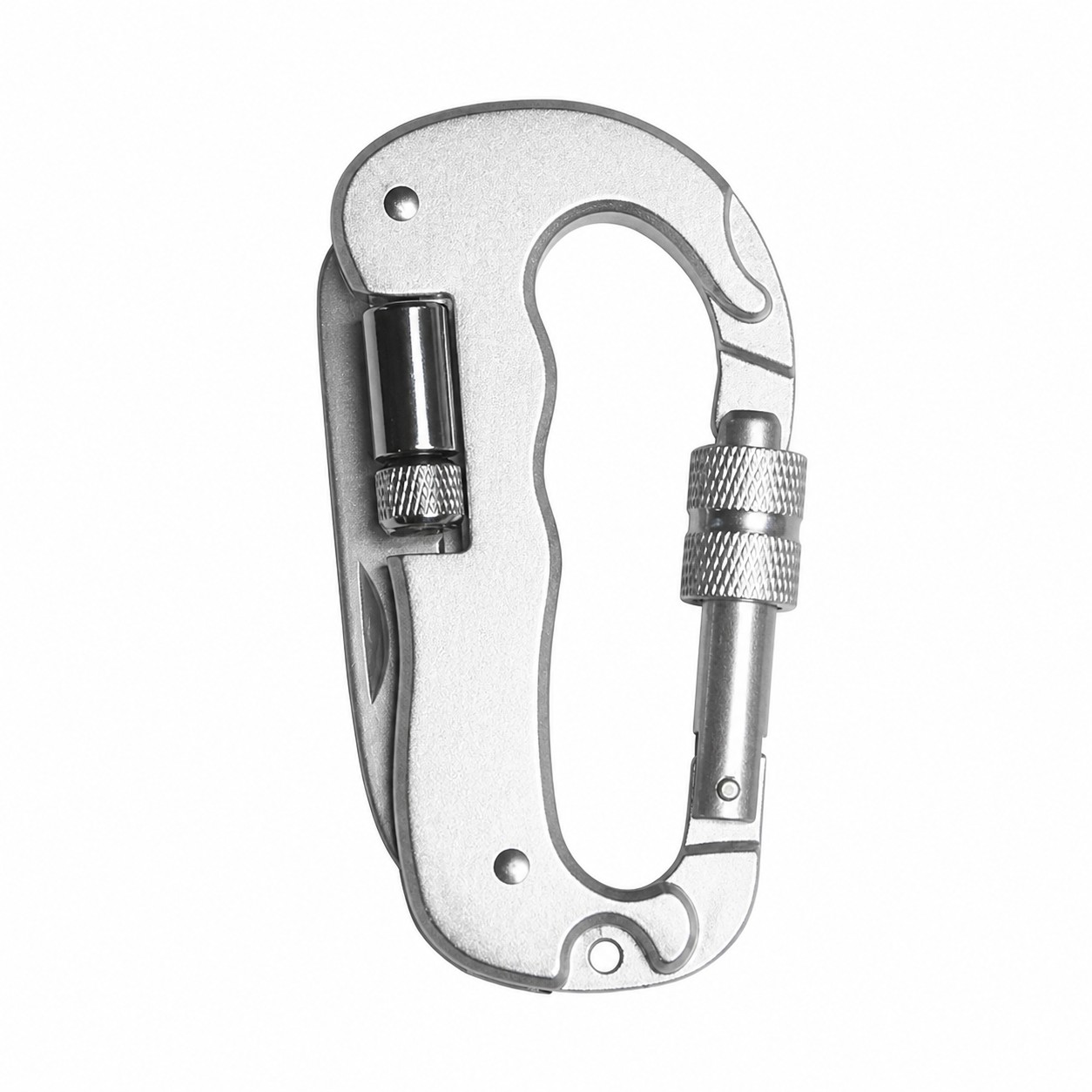 Metal Carabiner Utility Knife With Folding Blade And Light — view 2