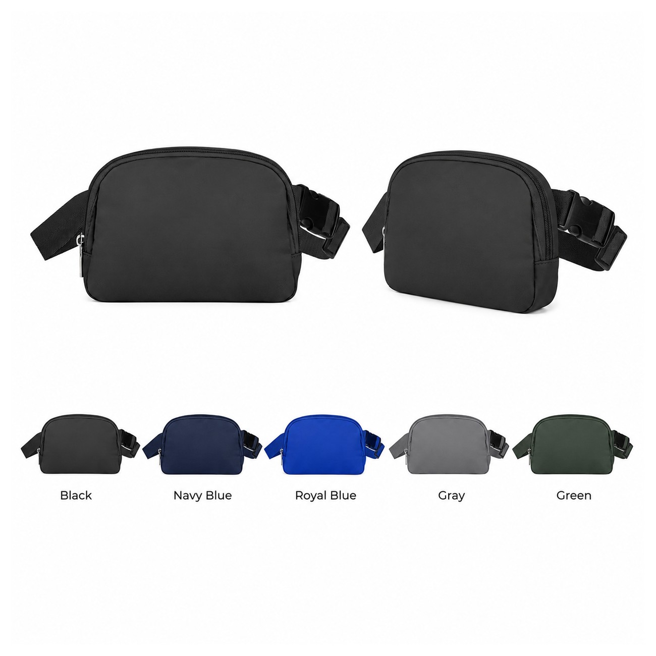 Zippered Storage Black Fanny Pack