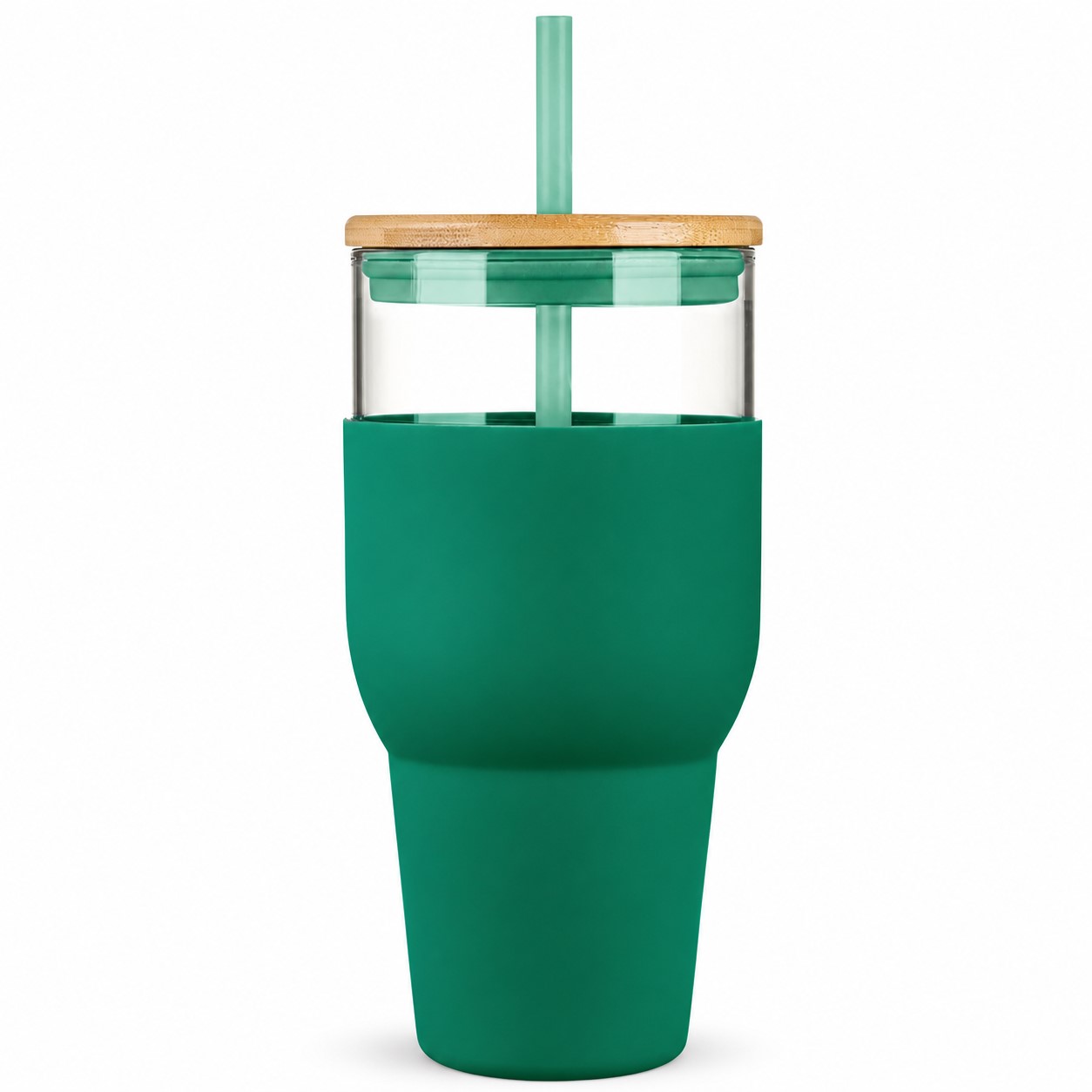 Glass Tumbler With Color Sleeve And Straw — view 2