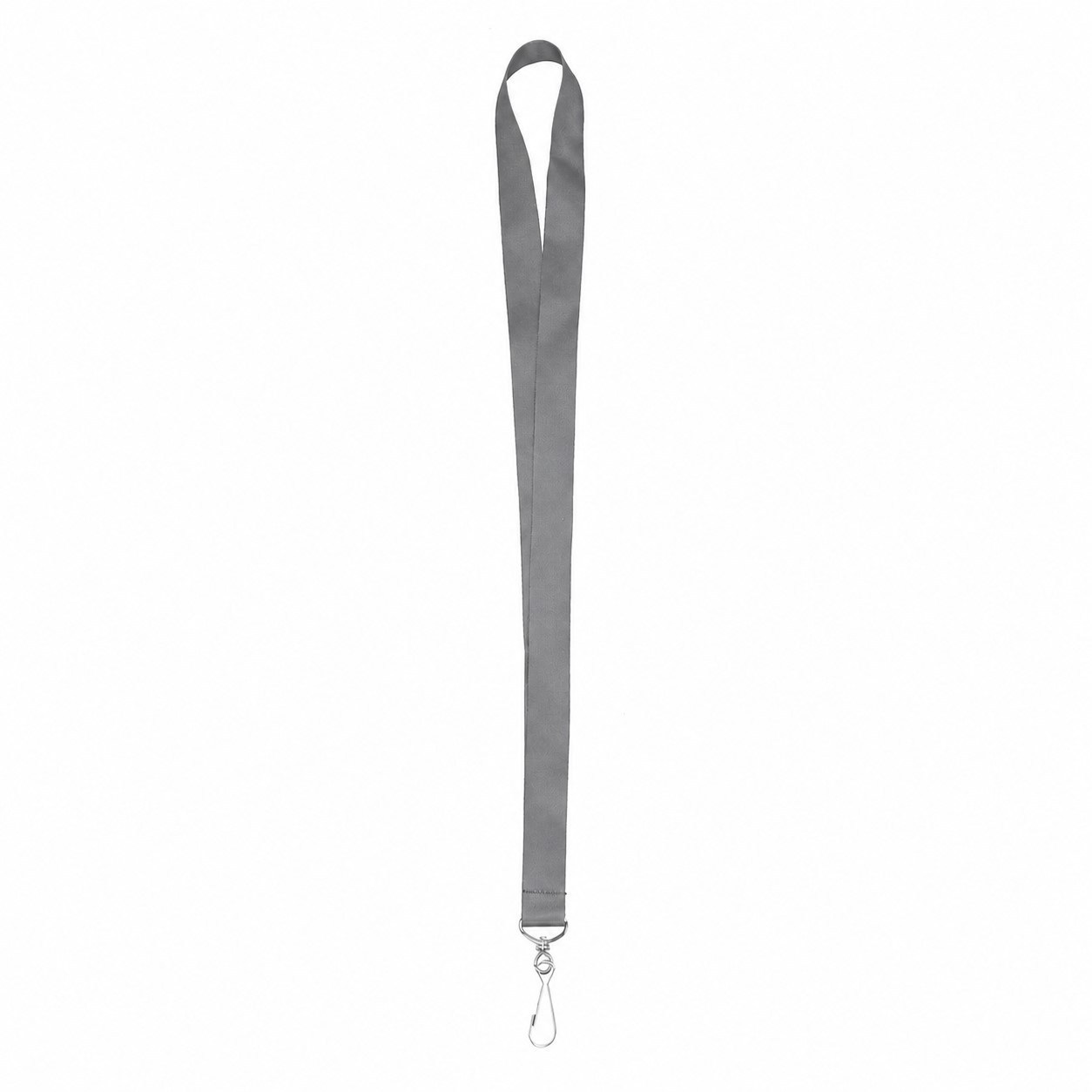 Satin Polyester J-Hook Lanyard — Pewter Gray