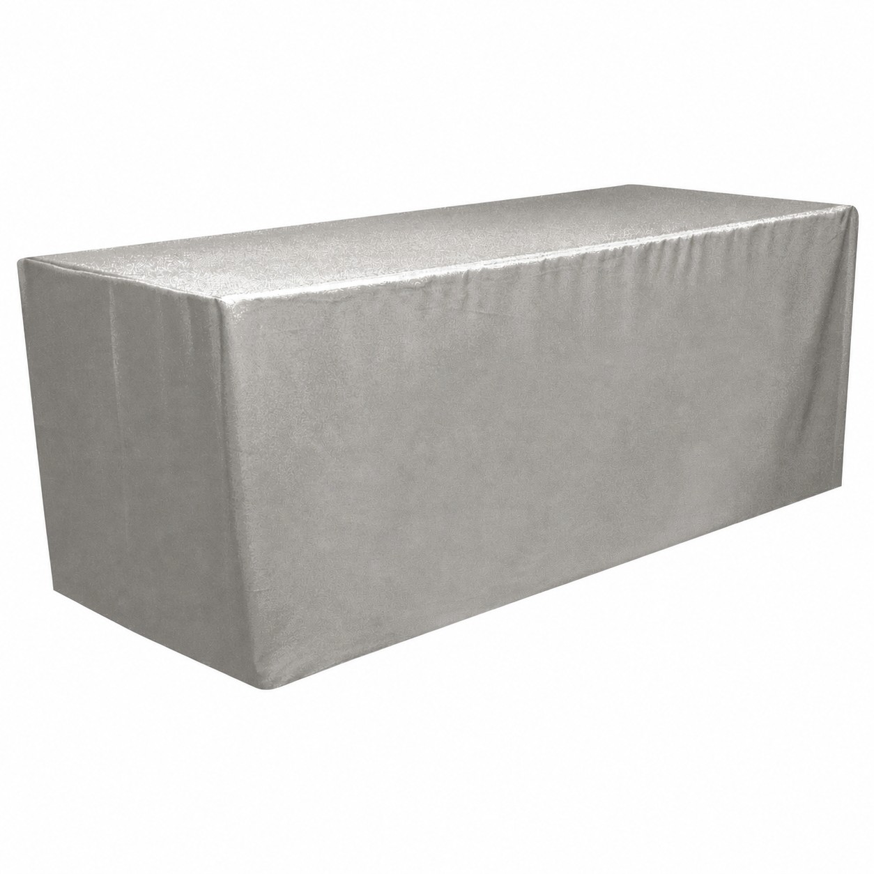 6-Foot Fitted Polyester Table Cover — Nickel Silver