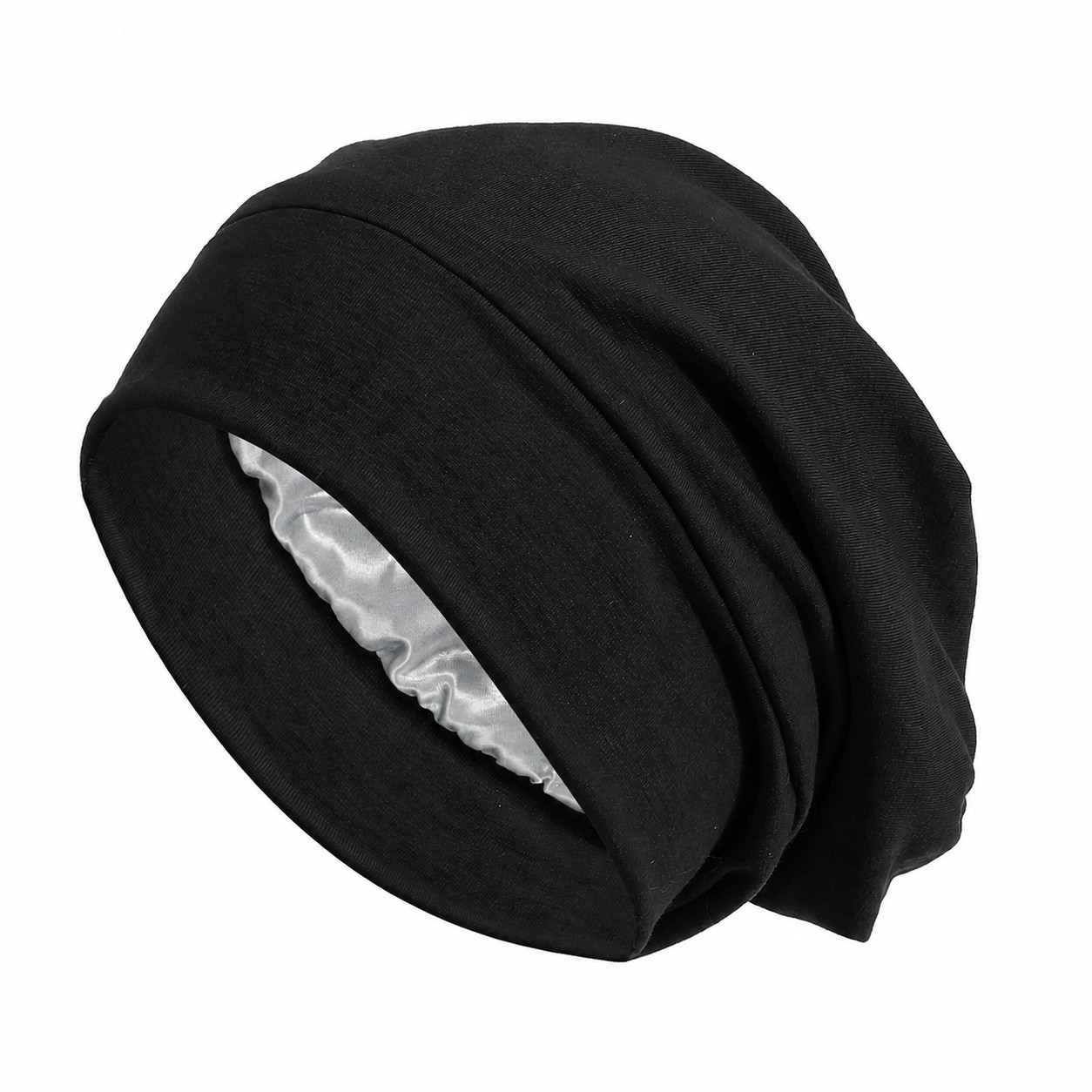 Polyester Soft Lining Sleep Bonnet — Black