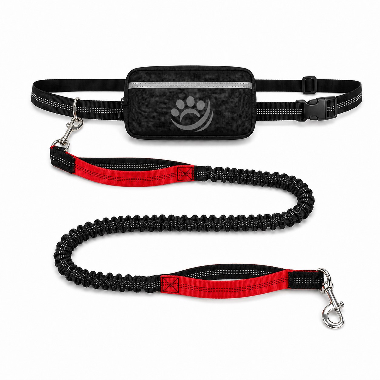 Hands Free Nylon Dog Running Leash With Waist Pouch