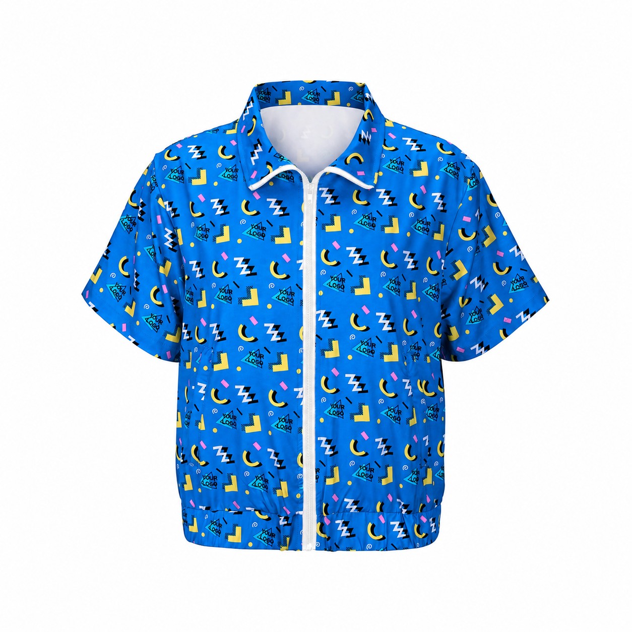 Retro Short Sleeve Zip Jacket — Blue