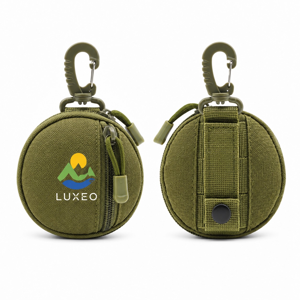 Round Fabric Storage Pouch With Clip Hook