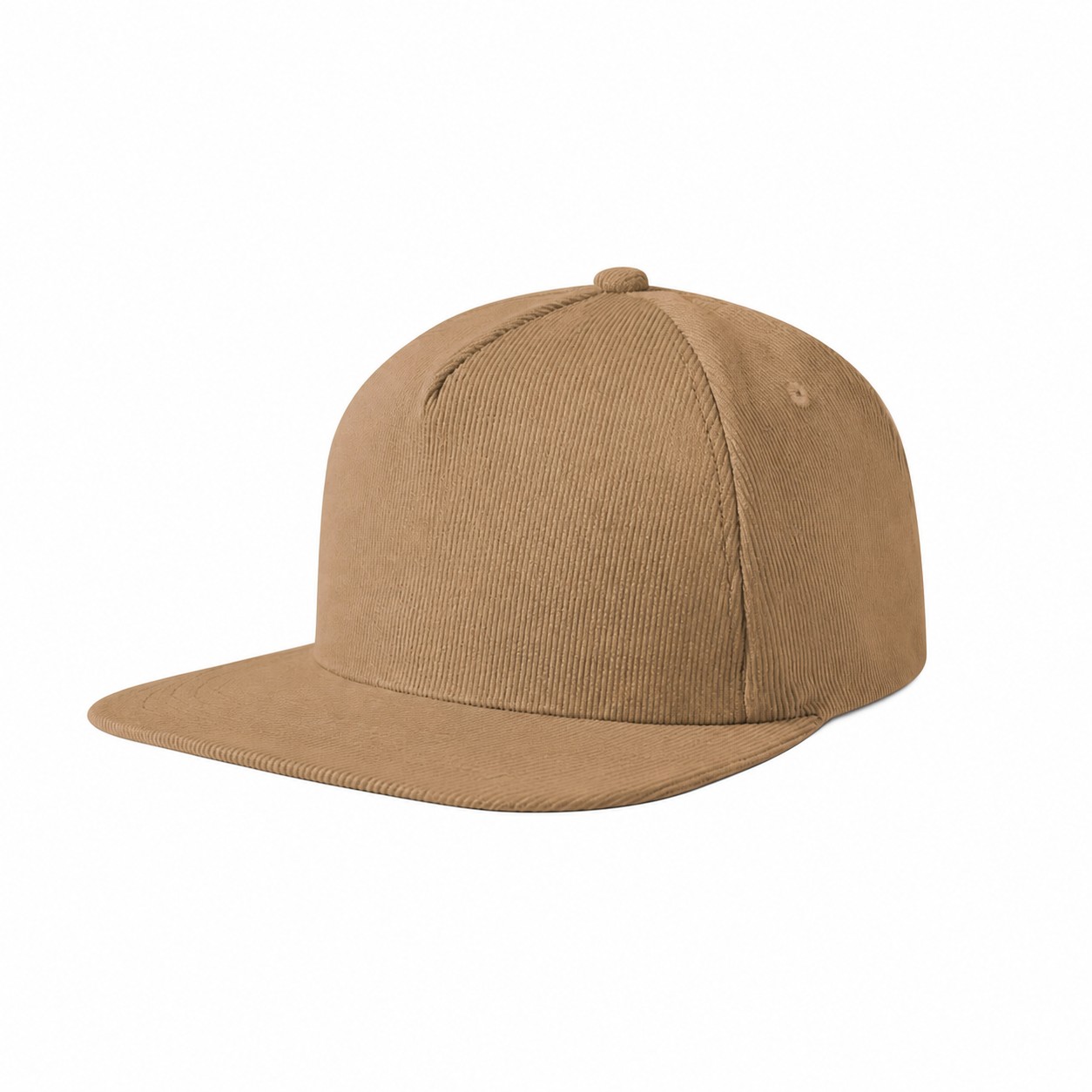 Corduroy Snapback Closure Cap — Light Brown