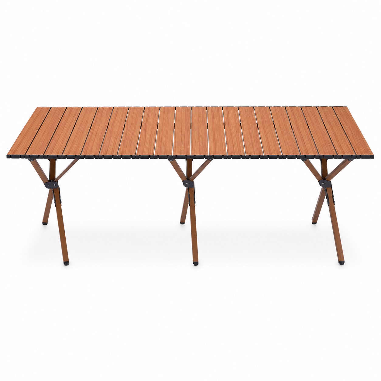 Portable Wood Grain Aluminum Camping Table — view 2