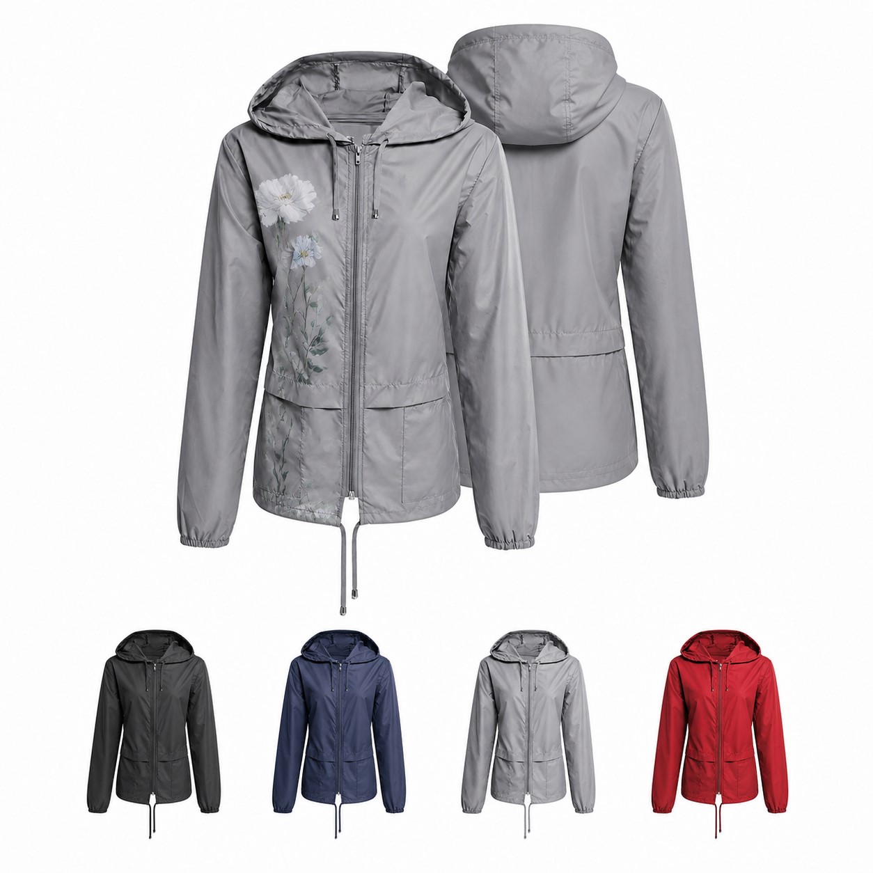 Women's Packable Waterproof Polyester Rain Jacket
