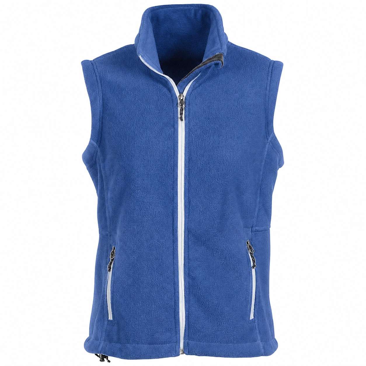 Ladies Polyester Fleece Zip Vest — Blue