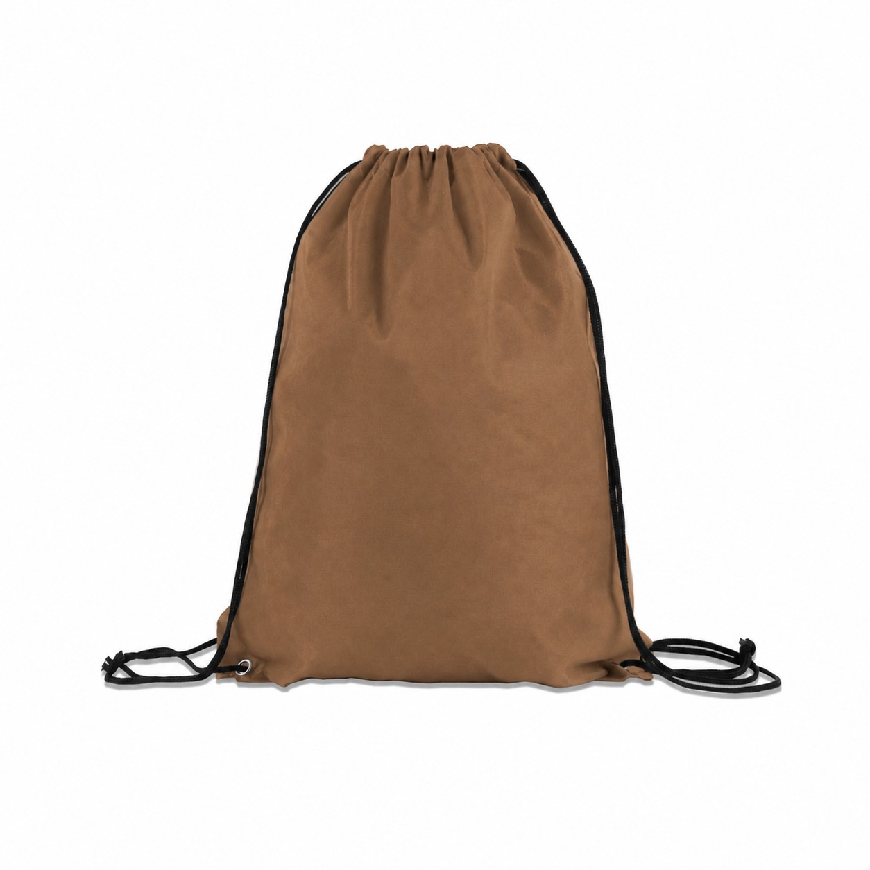 210D Polyester Drawstring Backpack With Adjustable Cords — Brown