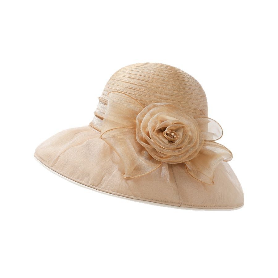 Organza Wide Brim Flower Hat — view 2