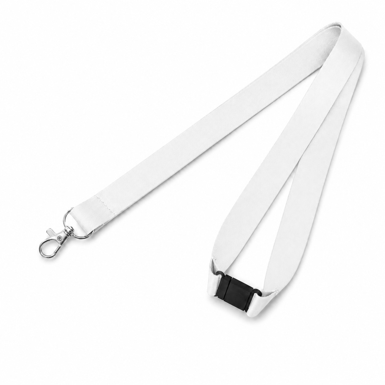 Polyester Breakaway Lobster Clip Lanyard — Clear White