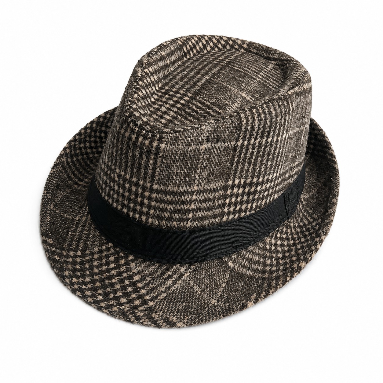 Polyester Plaid Fedora With Ribbon Band — view 2